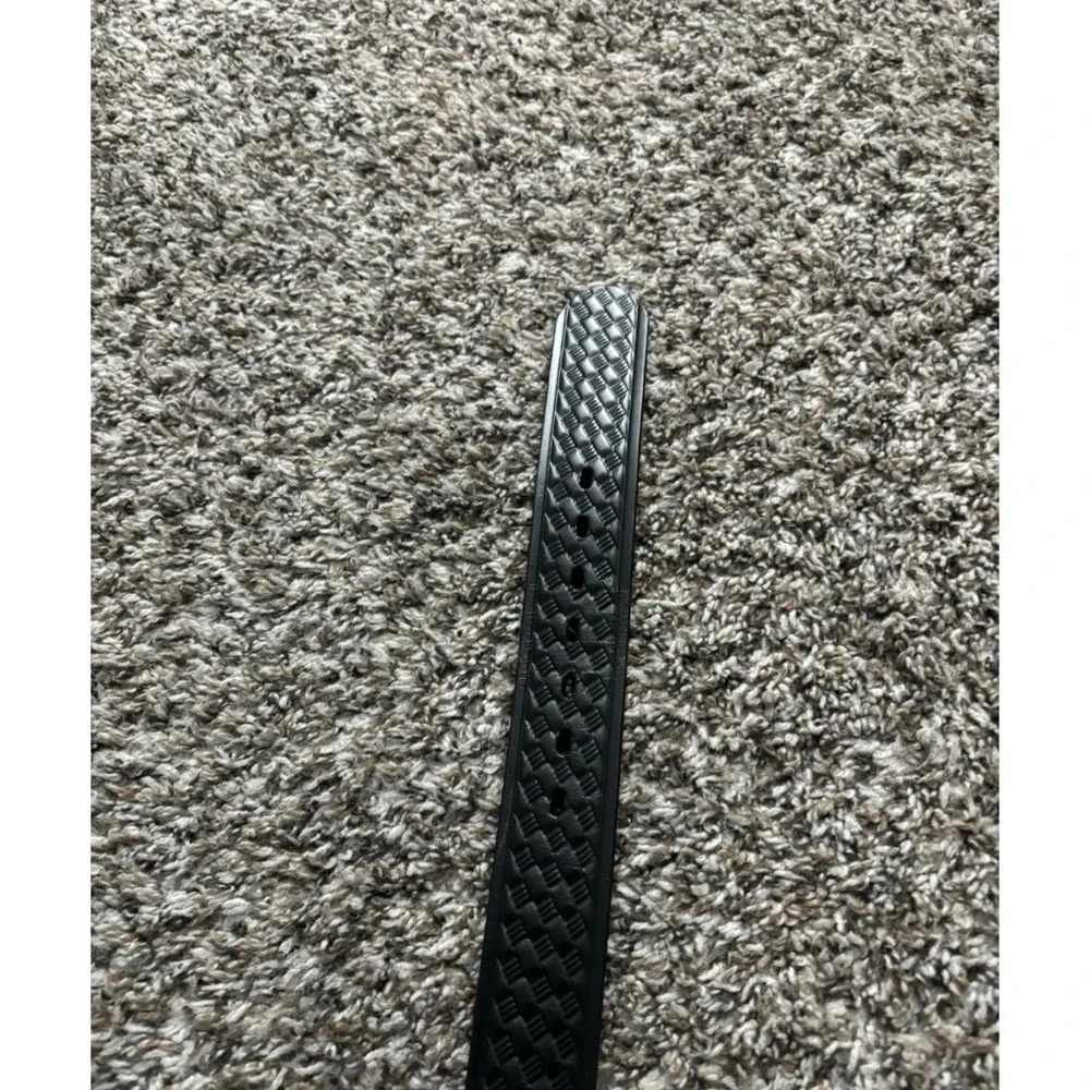 Chambers Black Leather Belt Woven Textured Men's Size 36 NWT Mexico Made